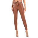 Chic Women's High-Waist Shiny Leggings with Button Accents