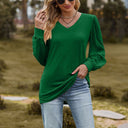Chic V-Neck Top with Puff Sleeves for Women