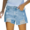 Stylish High-Waist Frayed Denim Shorts for Women