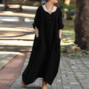 Chic Women's Maxi Dress with Pockets & Buttons