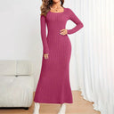 Chic Women's Long Sleeve Ribbed Knit Dress
