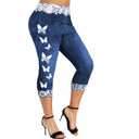 Butterfly Design Women's Jeans-Look Leggings