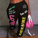Creative Print Women's Leisure Pants with Elastic Waist