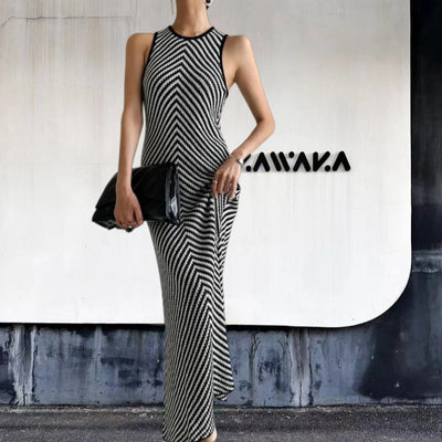 Chic Long Sleeve Swing Dress with Zigzag Design