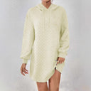 Textured Pattern Long Sleeve Hooded Women's Dress