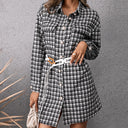 Chic Women's Checkered Shirt Dress