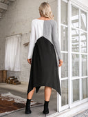 Chic Women's Long-Sleeve Wrap Dress with Asymmetrical Hem and V-Neck