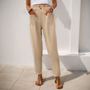 Women's Relaxed Fit Trousers with Elastic Waist and Handy Pockets