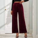 Chic Women's Plush Wide Leg Trousers with Elastic Waist