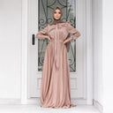 Flowing Sleeve Women's Maxi Dress with Stylish Waist Belt