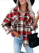 Chic Women's Checkered Blouse with Patch Pockets