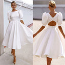 Chic A-Line Dress with Puff Sleeves