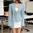 Chic High Collar Blazer with Statement Sleeves