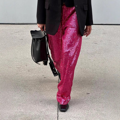 Chic Glitter Palazzo Pants for Women