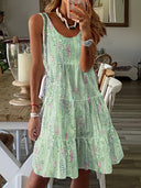 Women’s Flowing Ruffle Dress with Playful Print