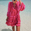 Graphic Pattern Women's Wrap Dress with Statement Sleeves