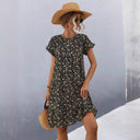Floral Design Women's Dress with Full Skirt