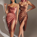 Figure-Flattering Satin Cocktail Dress for Women