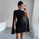 Shimmering Women's Evening Dress with Flowing Sleeves