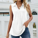 Chic Women's V-Neck Sleeveless Blouse with Collar
