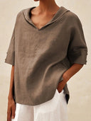Chic Hooded Linen Blouse for Women