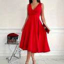Chic A-Line Wrap Dress with V-Neck Design