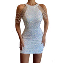 Chic Spaghetti Strap Party Dress with Delicate Accents