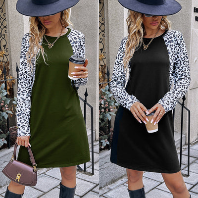 Animal Print Long Sleeve Women's Dress