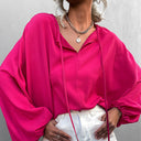 Chic Women's Blouse with Wide Sleeves and Bow Detail