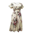 Floral Long Sleeve Dress with Elastic Waistband