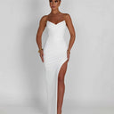 Chic Off-Shoulder Wrap Dress with High Slit
