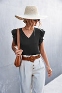Women's Ruffled Hem V-Neck Blouse