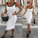 Chic Women's Midi Dress with Wide Straps