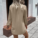 V-Neck Balloon Sleeve Women's Blouse
