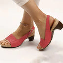 Ladies Comfortable Heeled Sandals with Anatomical Footbed and Elegant Strap by Heidi-Mode