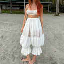 Chic Women's Harem Pants with Lace Accents