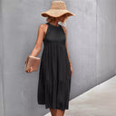 Flared Skirt High Neck Summer Dress for Women