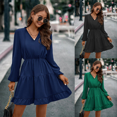 Chic Women's Ruffle Detail Mini Dress