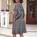 Floral Print Women's Dress with Convenient Pockets