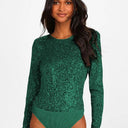 Chic Long Sleeve Sequin Bodysuit for Women