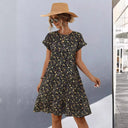 Floral Design Women's Dress with Full Skirt