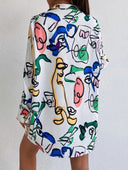 Chic Women's Modern Art Shirt Dress