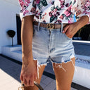 Frayed Hem Women's Denim Shorts