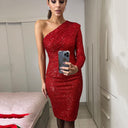 Chic Asymmetrical Midi Dress with Unique Gatherings for Women