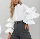 Voluminous Ruffled Sleeve Women's Blouse