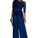 Chic Women's Lace Sleeve Jumpsuit with Wide Leg