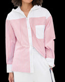 Chic Satin Blouse with Puff Sleeves and Contemporary Collar