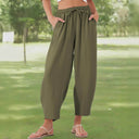 Women's Relaxed Fit Pants with Elastic Waist and Pockets