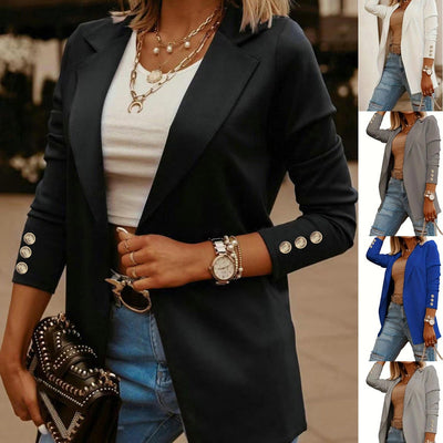 Chic Women's Blazer Jacket with Stylish Button Accents