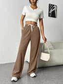 Elastic Waist Loose Fit Women's Leisure Pants